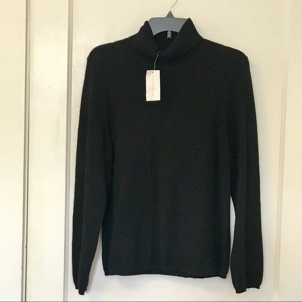 NWT Black Cashmere Charter Club Turtleneck Sweater